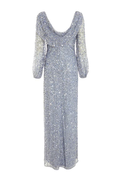 Quiz Sequin Cowl Front Maxi Dress In Grey