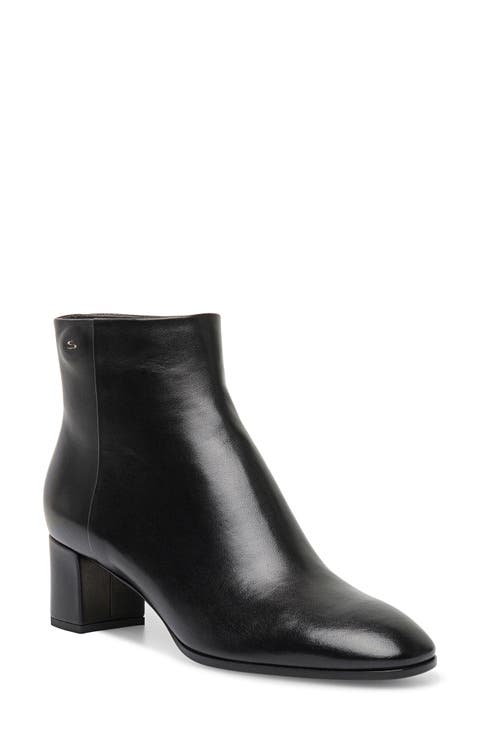 Women's leather mid-heel ankle boot