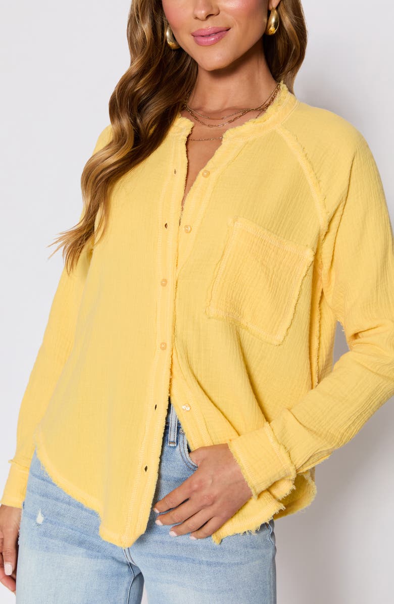 VICI Collection Chill Cotton Gauze Button-Up Shirt, Alternate, color, Yellow