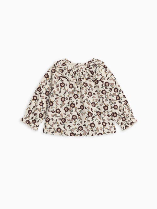 Kendi Shirley Poplin Ruffle Collar Shirt In Brown