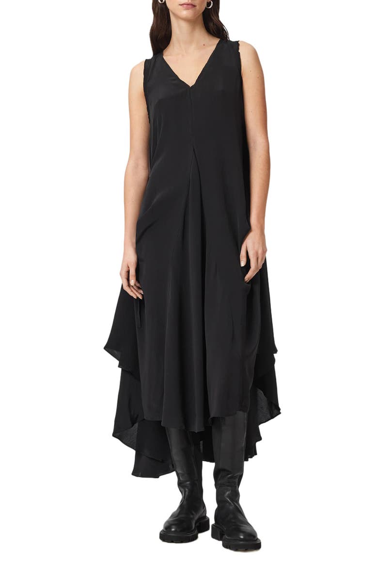 Sybil Midi Dress, Main, color, BLACK