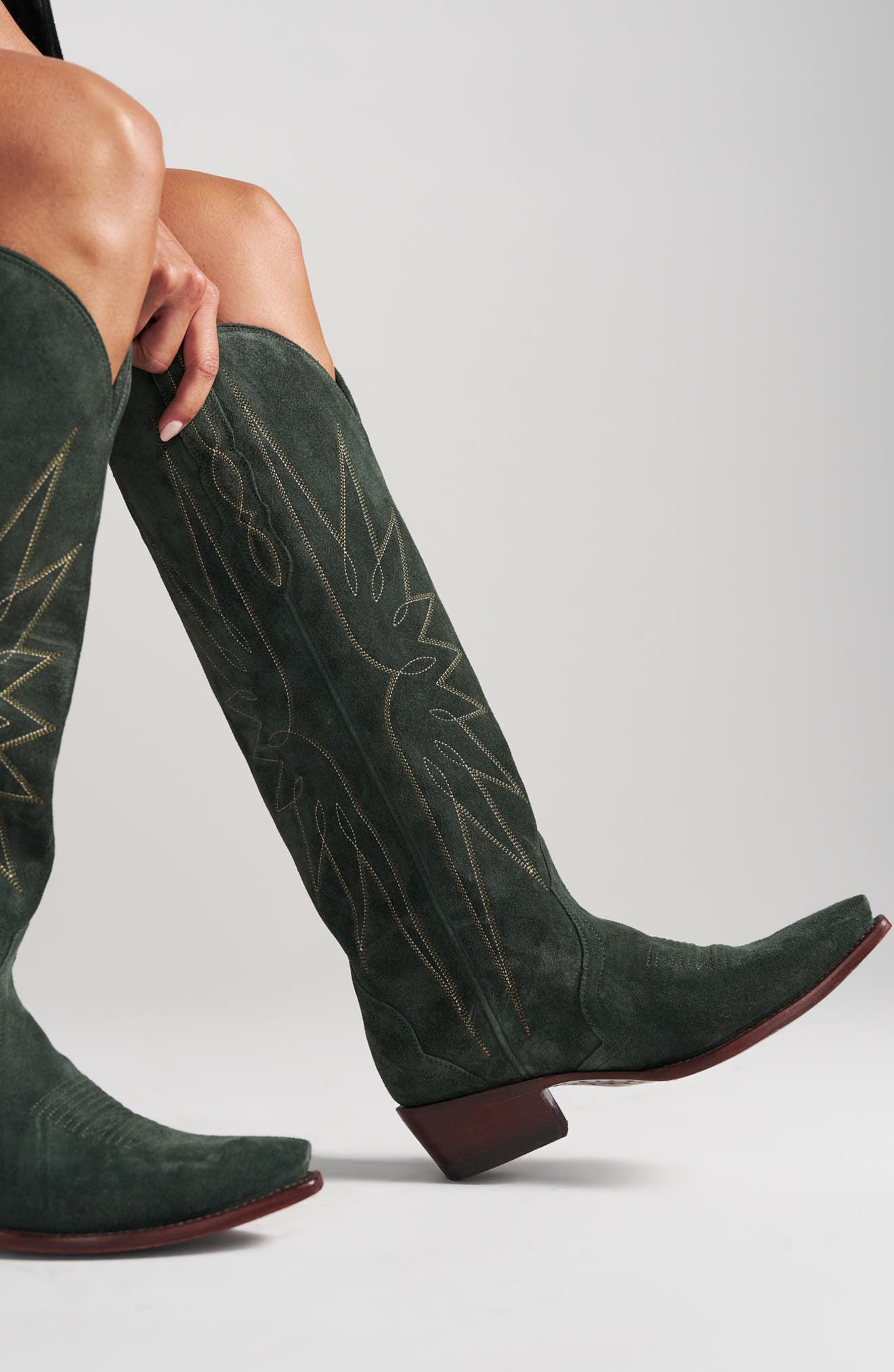 The Loretta Western Boot, Alternate, color, HUNTER GREEN