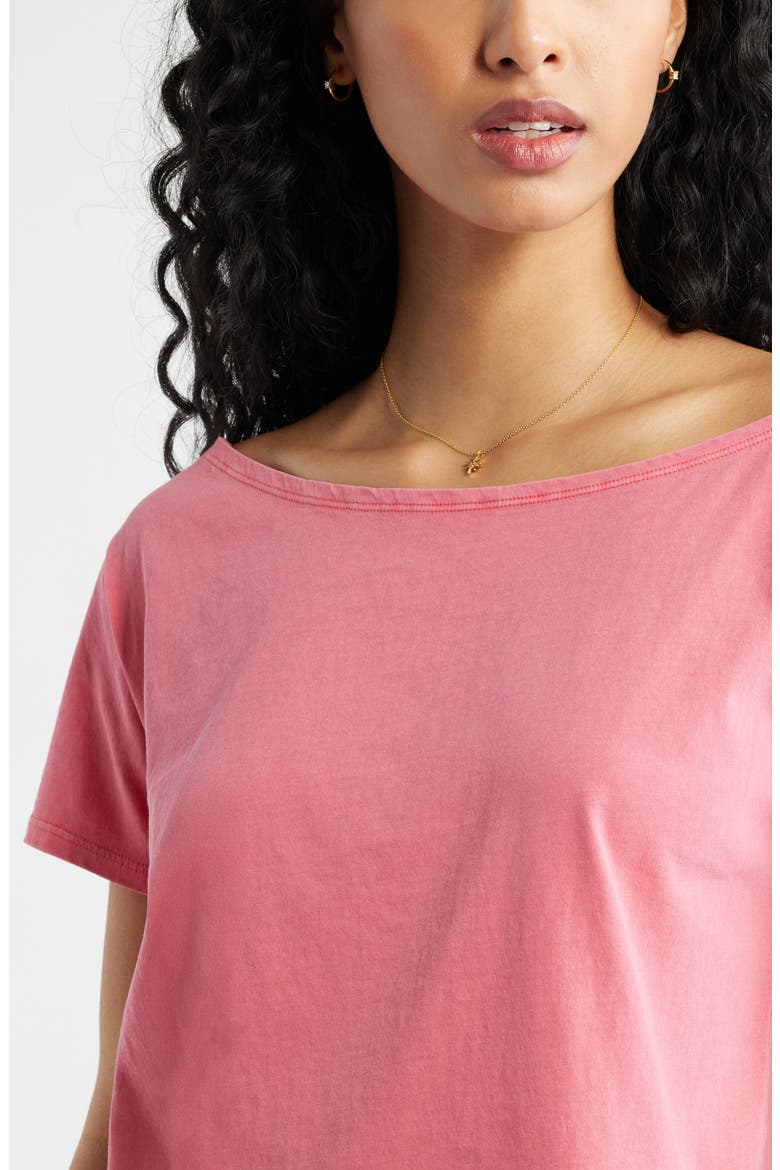 Relaxed Fit Boat Neck Cotton T-Shirt, Alternate, color, PINK RIBBON