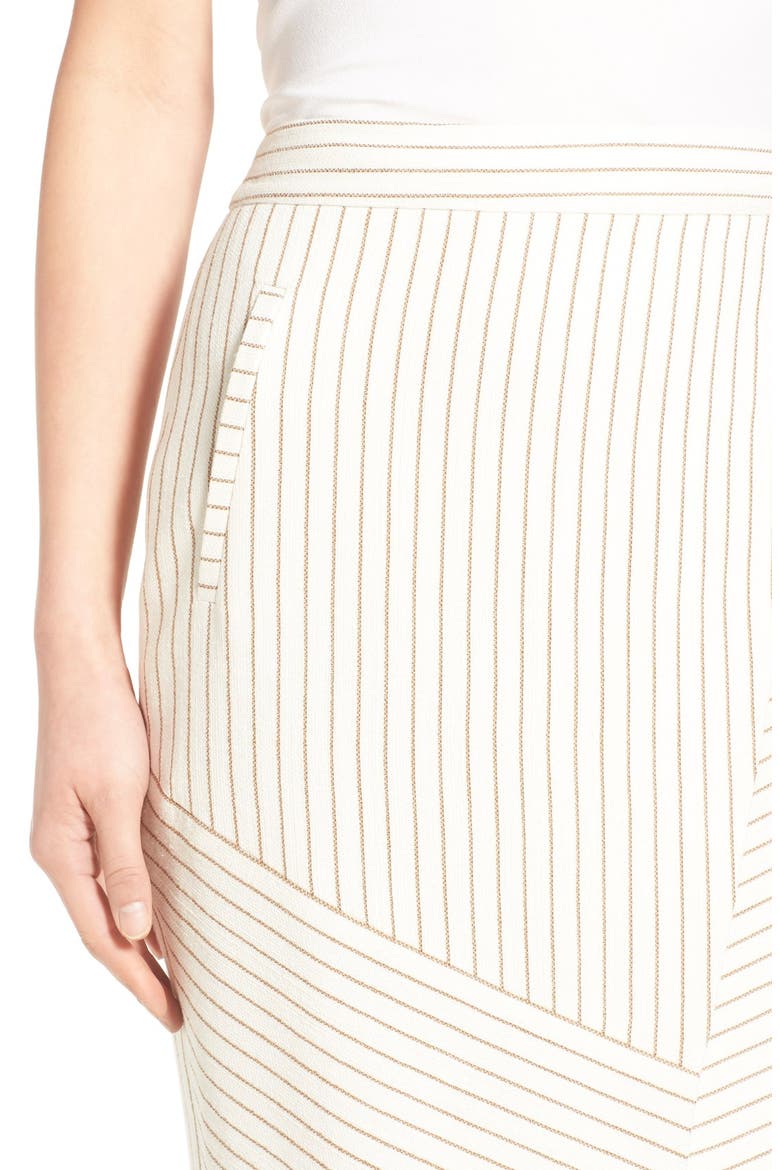 Stripe Pencil Skirt, Alternate, color, RUST GINGER- BROWN STRIPE