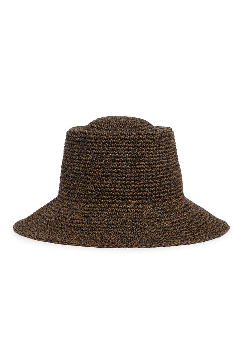 Lantern Packable Straw Bucket Hat, Main, color, BLACK- BROWN