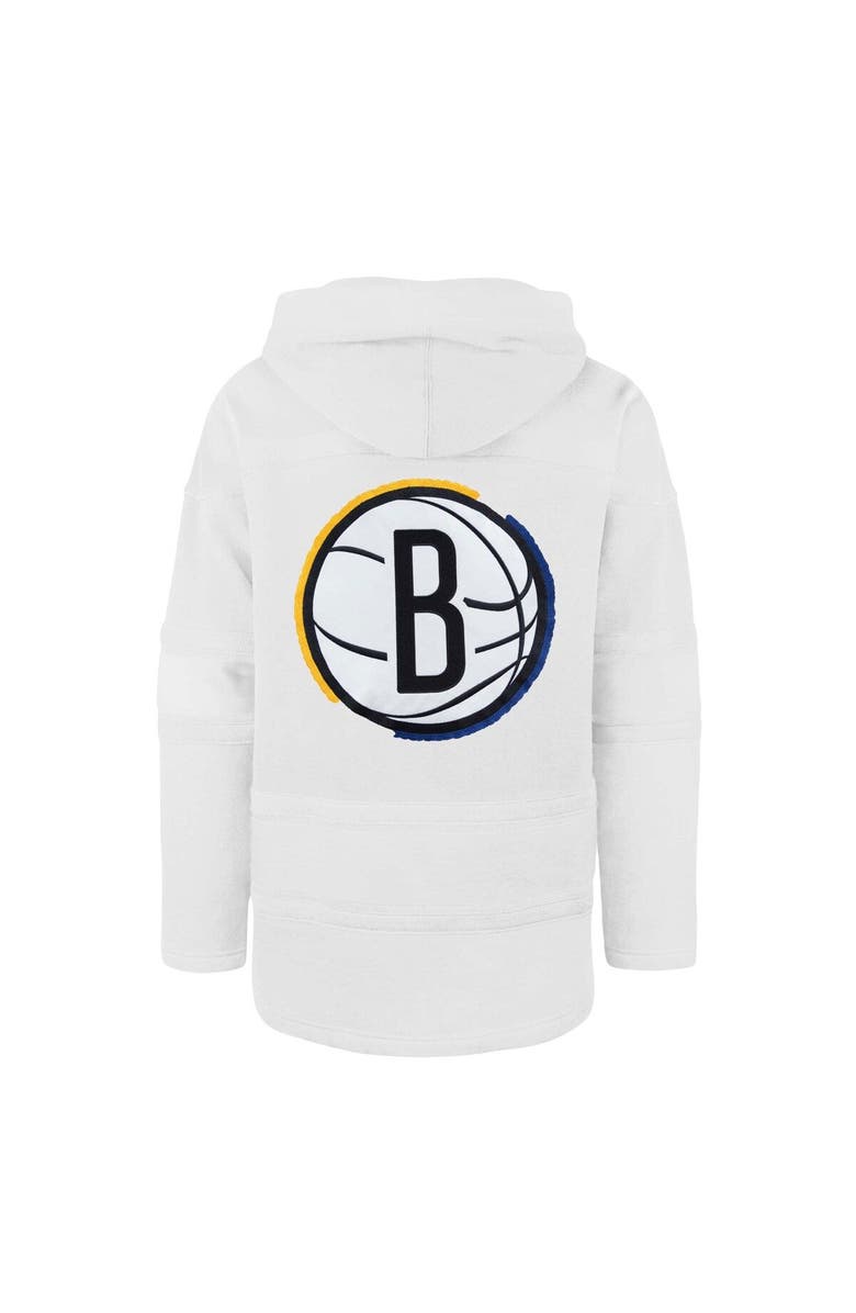 '47 Men's '47 White Brooklyn Nets 2022/23 Pregame MVP Lacer Pullover Hoodie - City Edition, Alternate, color,