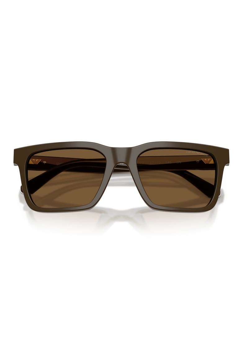 57mm Square Sunglasses, Alternate, color, SHINY BROWN / BROWN