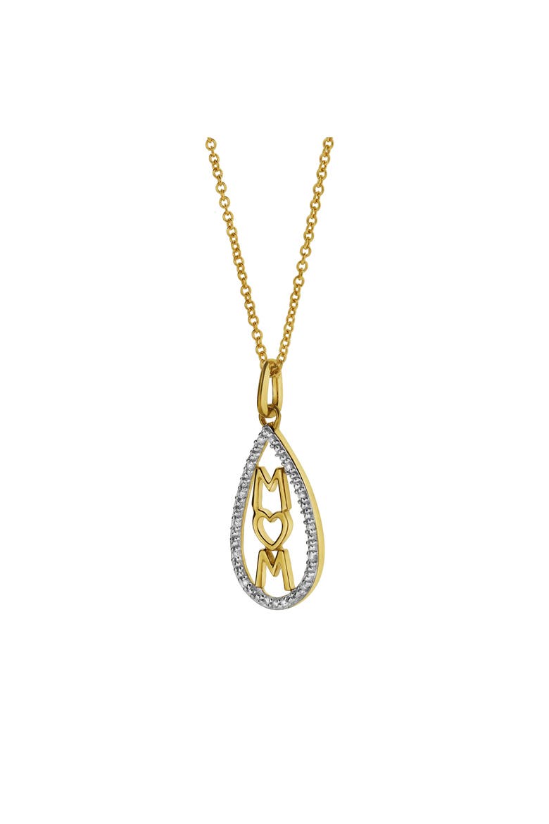 Teardrop Mom Diamond Pendant Necklace in 10K Yellow Gold, Alternate, color, 10K Yellow Gold