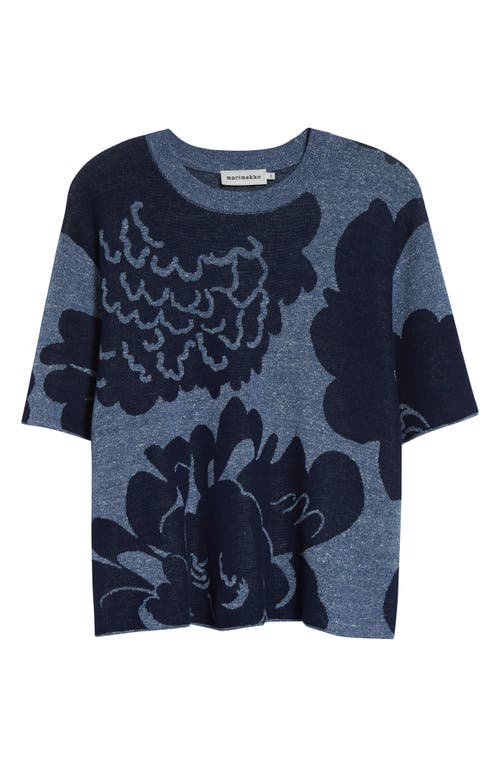 Marimekko Suloinen Pioni Floral Sweater Shirt In Blue