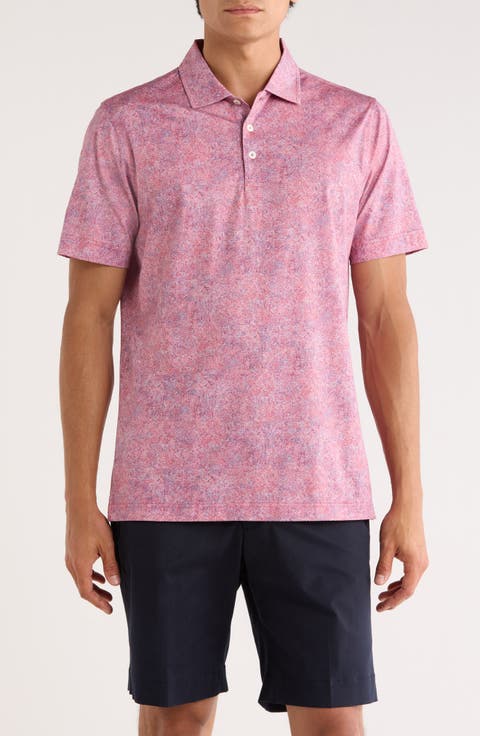 Abstract Print Stretch Cotton Polo