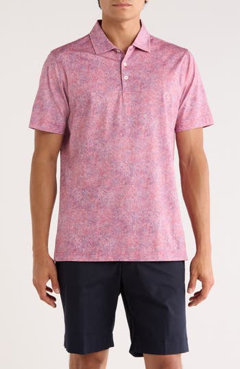 Bugatchi Abstract Print Stretch Cotton Polo In Pink