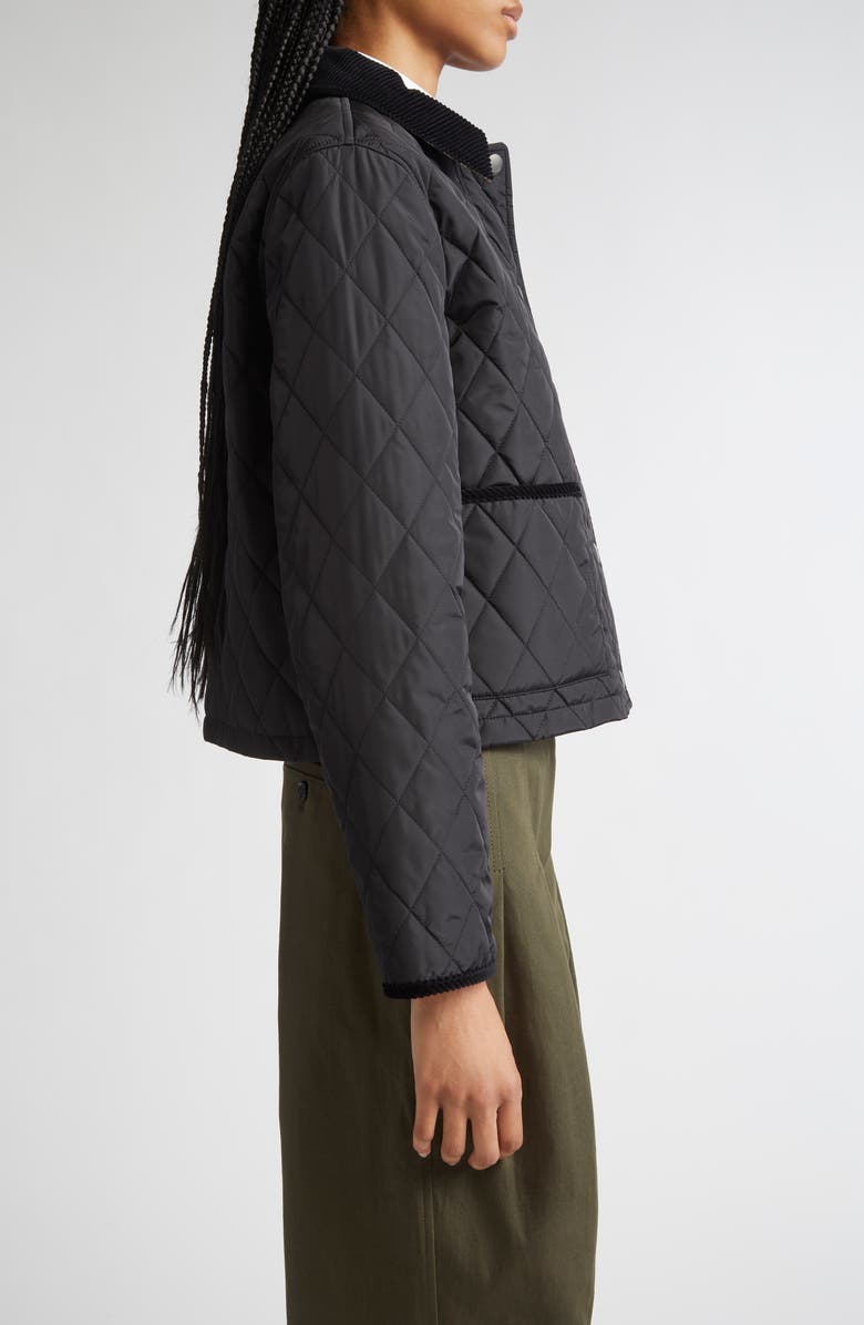 Burberry Oldham Quilted Nylon Crop Jacket, Alternate, color, Black/ Sand Ip Check