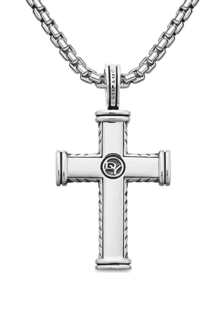 Men's Chevron Cross Pendant, 33.5mm, Alternate, color, Silver