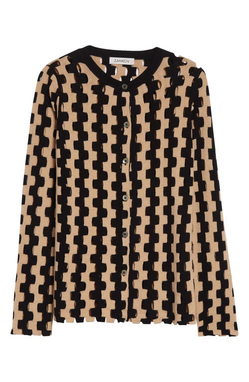 Zankov Bowery Open Stitch Merio Wool Cardigan In Black