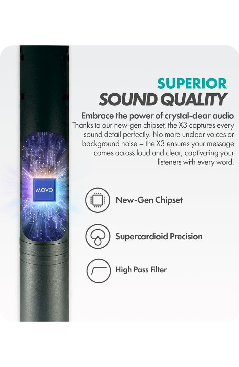 MOVO X3-II 11-inch XLR Supercardioid Shotgun Condenser Microphone for Camera, Alternate, color, Black