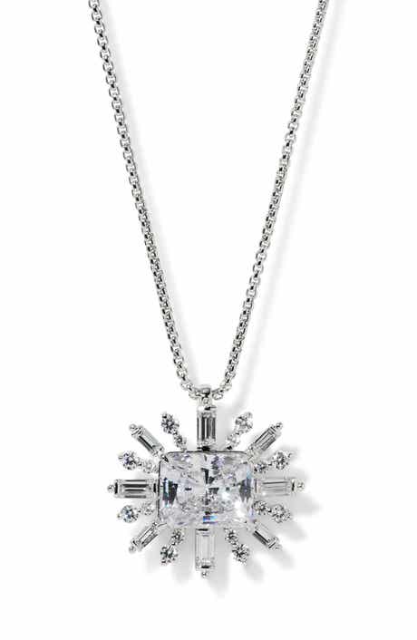 Stellar Full Halo Cubic Zirconia Pendant Necklace