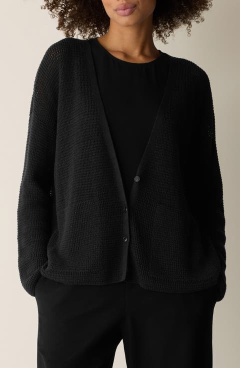 Open Stitch Organic Cotton Blend V-Neck Cardigan