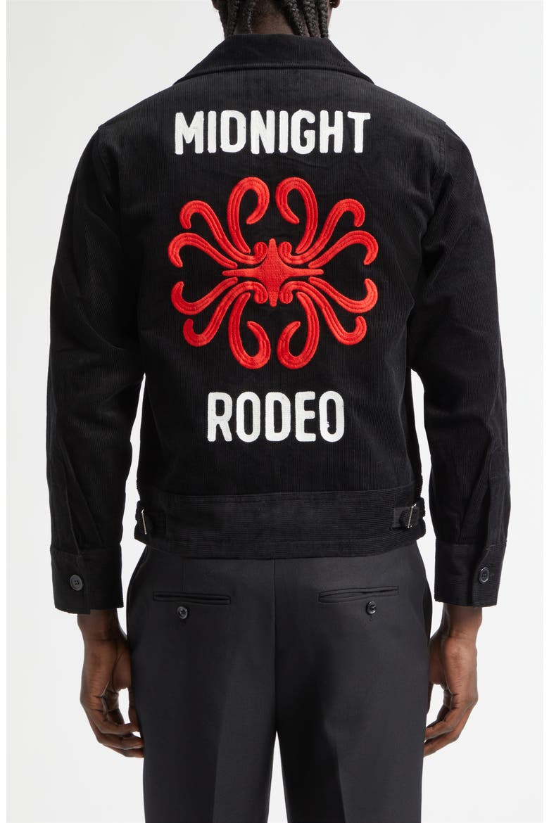 Embroidered Corduroy Club Jacket, Alternate, color, BLACK