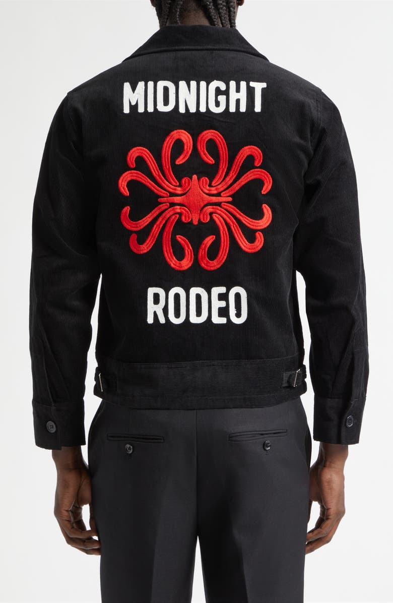 MIDNIGHT RODEO Embroidered Corduroy Club Jacket, Alternate, color, Black