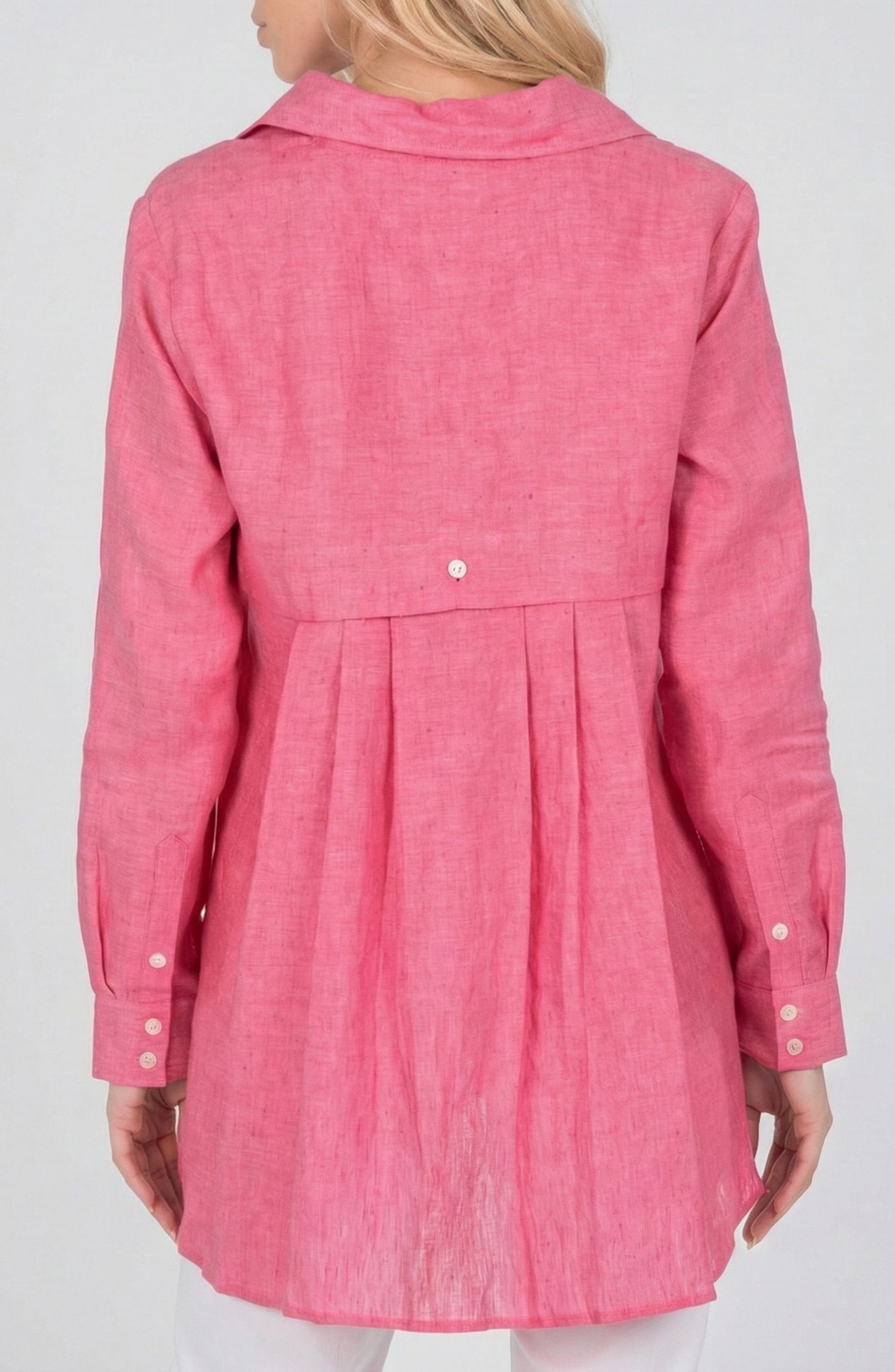 Pleated Back Linen Button-Up Tunic - image 2
