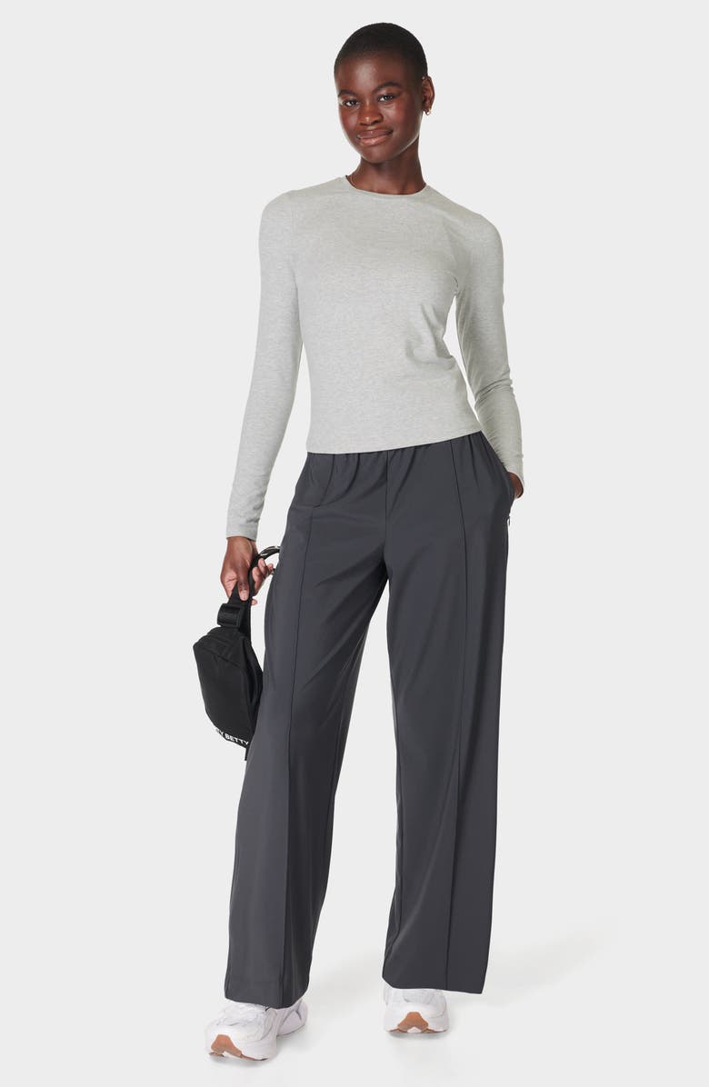 Sweaty Betty Essential Sculpt Long Sleeve T-Shirt, Alternate, color, Light Grey Marl