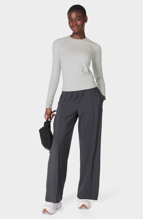 Sweaty Betty Essential Sculpt Long Sleeve Tee In Light Grey Marl