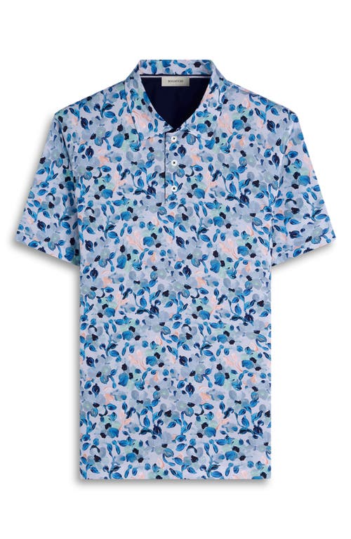 Bugatchi Hendrix Digital Abstract Floral Print Pima Cotton Polo In Blue