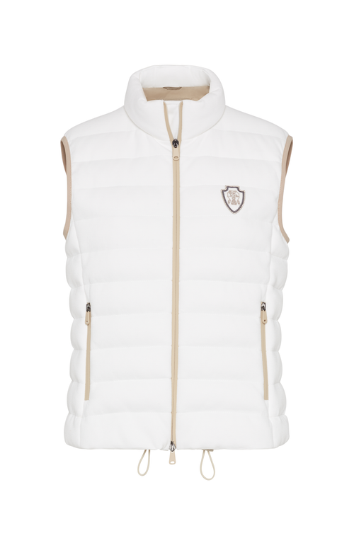 Brunello Cucinelli Quilted High Collar Sleeveless Jacket In White