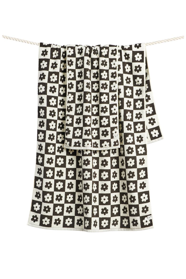 Gigi Floral Cotton Hand Towel, Alternate, color, BLACK