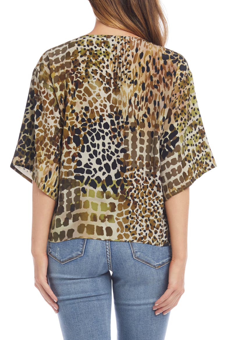 Animal Print Tie Front Top, Alternate, color, PRINT