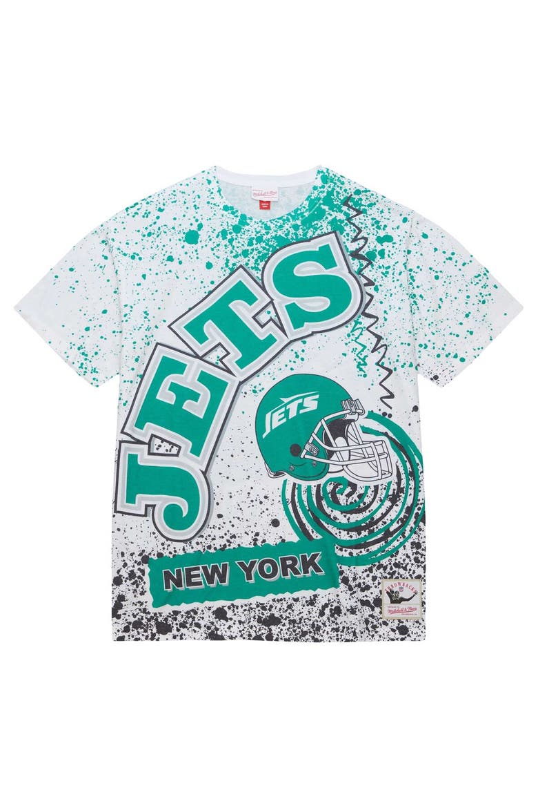 Men's Mitchell & Ness White New York Jets Team Burst Sublimated T-Shirt, Alternate, color, White
