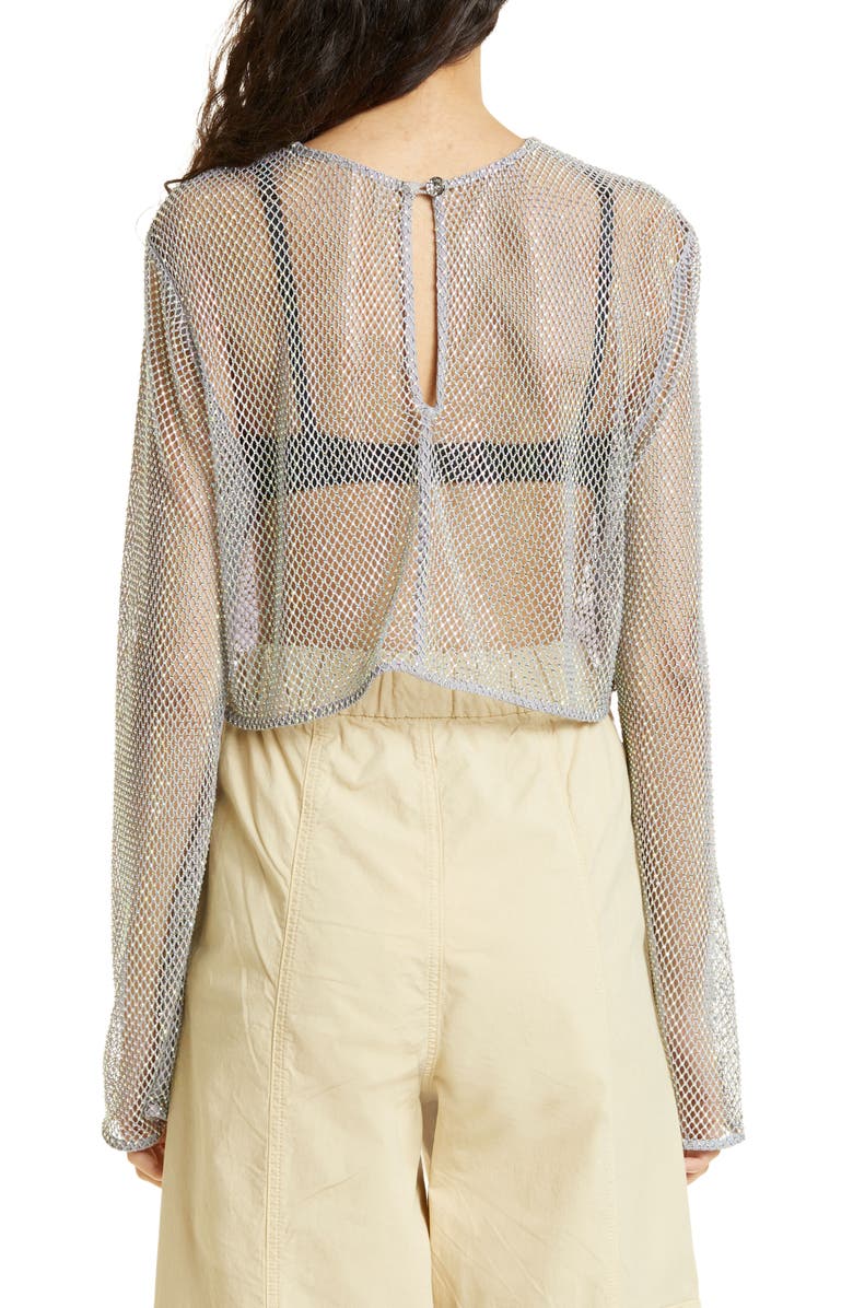 Ganni Metallic Mesh Top, Alternate, color, 