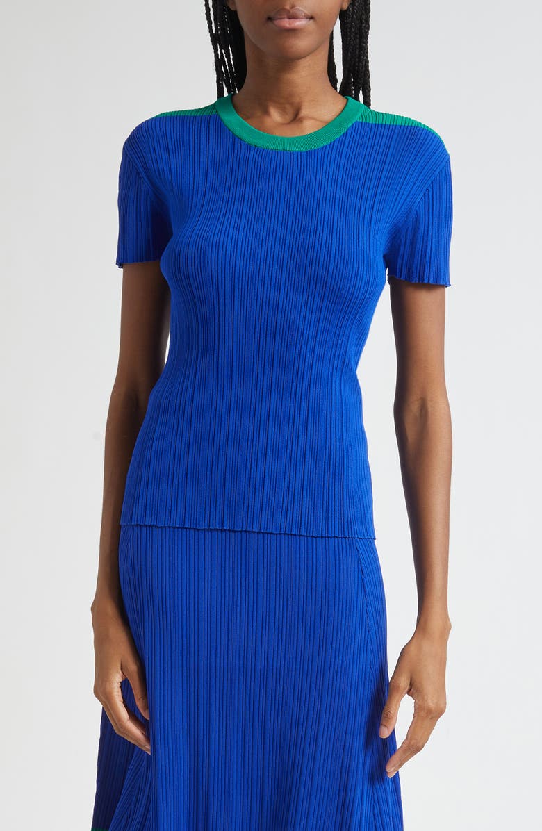 Wales Bonner Island Colorbock Sweater, Main, color, Blue