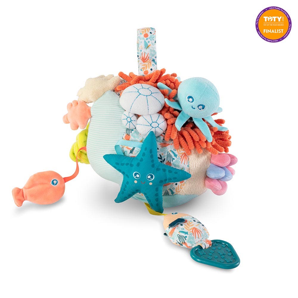 Miniland Sensorial Reef Plush Ocean Themed Baby Toy with Teething Elements in Blue-Green Multi 
