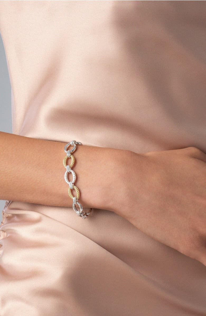 LAGOS Caviar Lux Diamond Station Link Bracelet, Alternate, color, Silver/ Diamond