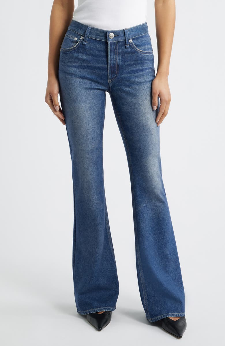 rag & bone rb Miramar Ponte Dahlia Mid Rise Flare Jeans, Main, color, 