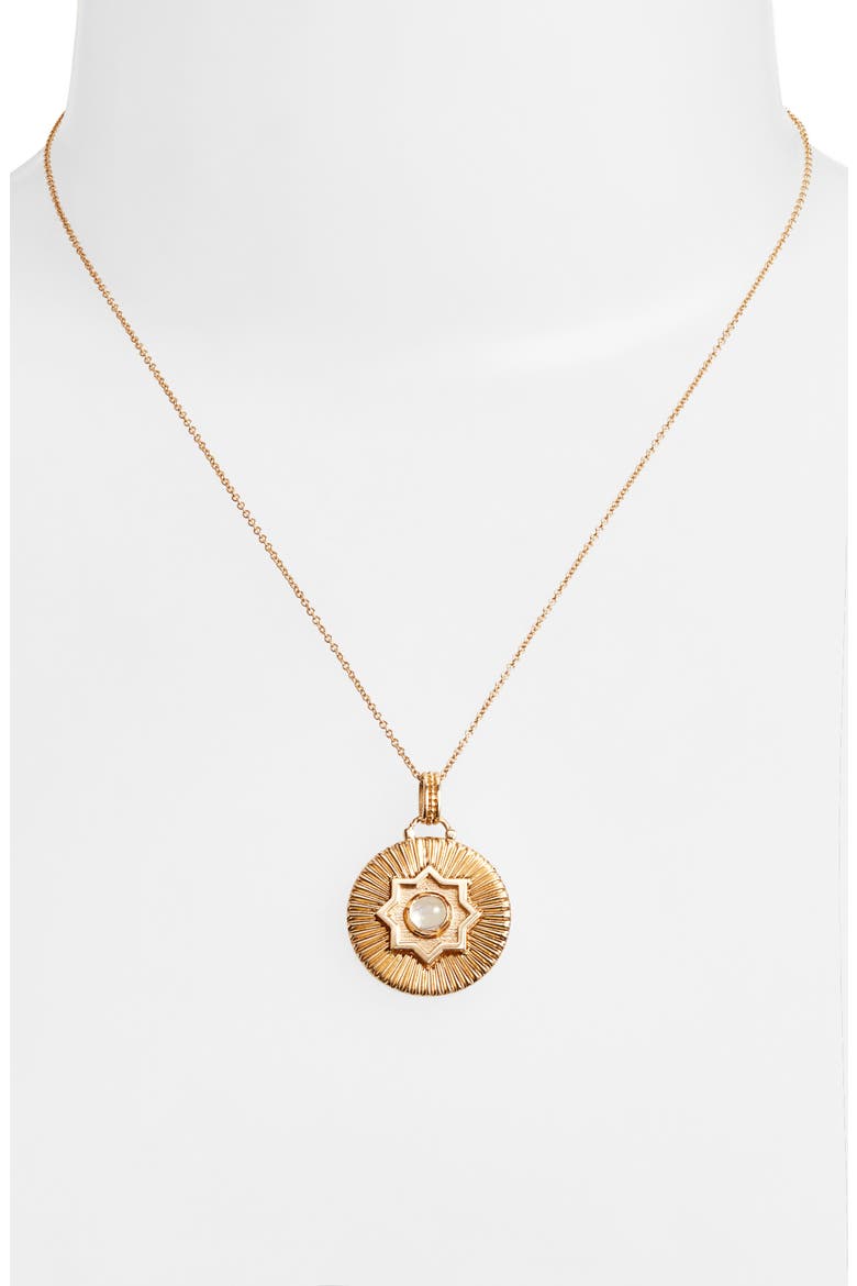 Marakesh Moonstone Medallion Pendant Necklace, Alternate, color, SILVER