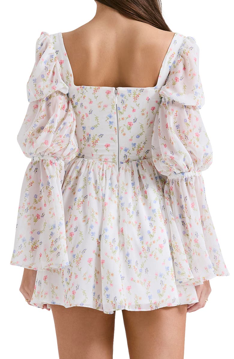 HOUSE OF CB Sancia Floral Print Corset Long Sleeve Minidress, Alternate, color, White/ Pink Floral Print