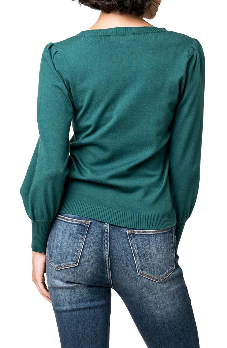 GIBSONLOOK Silver Bells Blouson Sleeve Sweater, Alternate, color, Storm