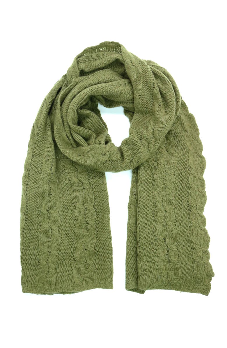 Portolano Cashmere wrap in cable design, Alternate, color, Martini Olive