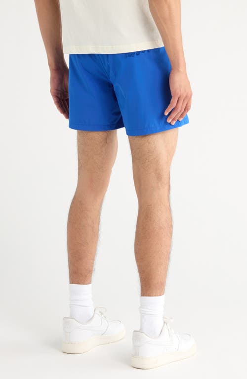 Honor The Gift Mens Blue Embroidered-text Relaxed-fit Swim Trunks In Blue