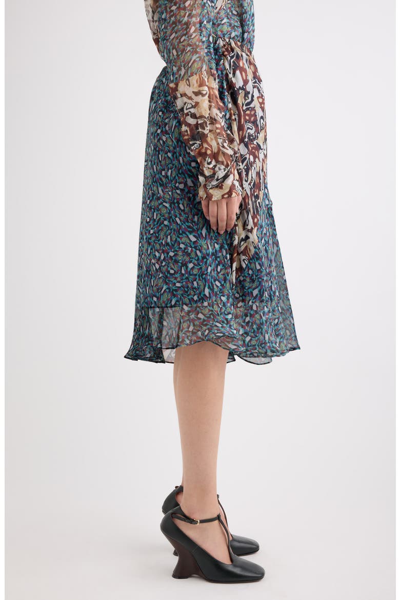 Sibanna Mixed Print Silk Skirt, Alternate, color, PETROL