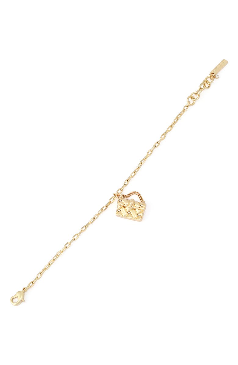 Kurt Geiger London Quilt Kensington Bag Pendant Bracelet, Alternate, color, Gold