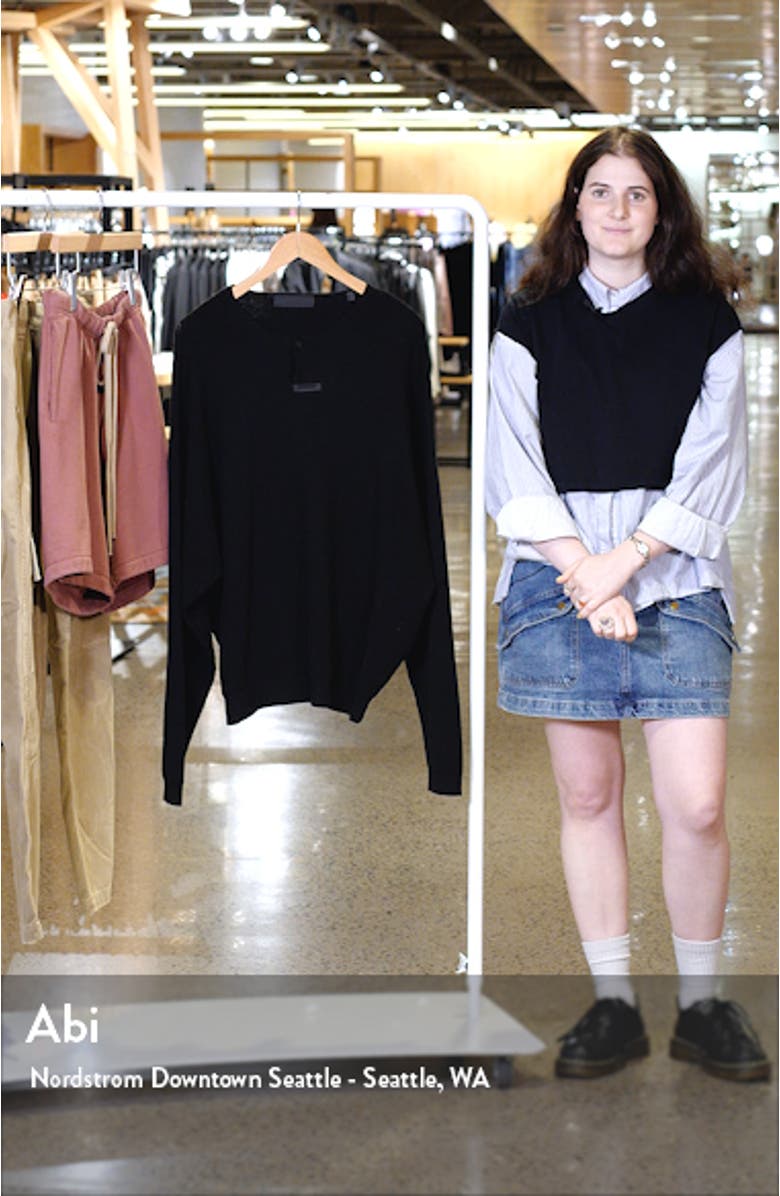 Gender Inclusive Waffle Knit Henley Sweater, sales video thumbnail