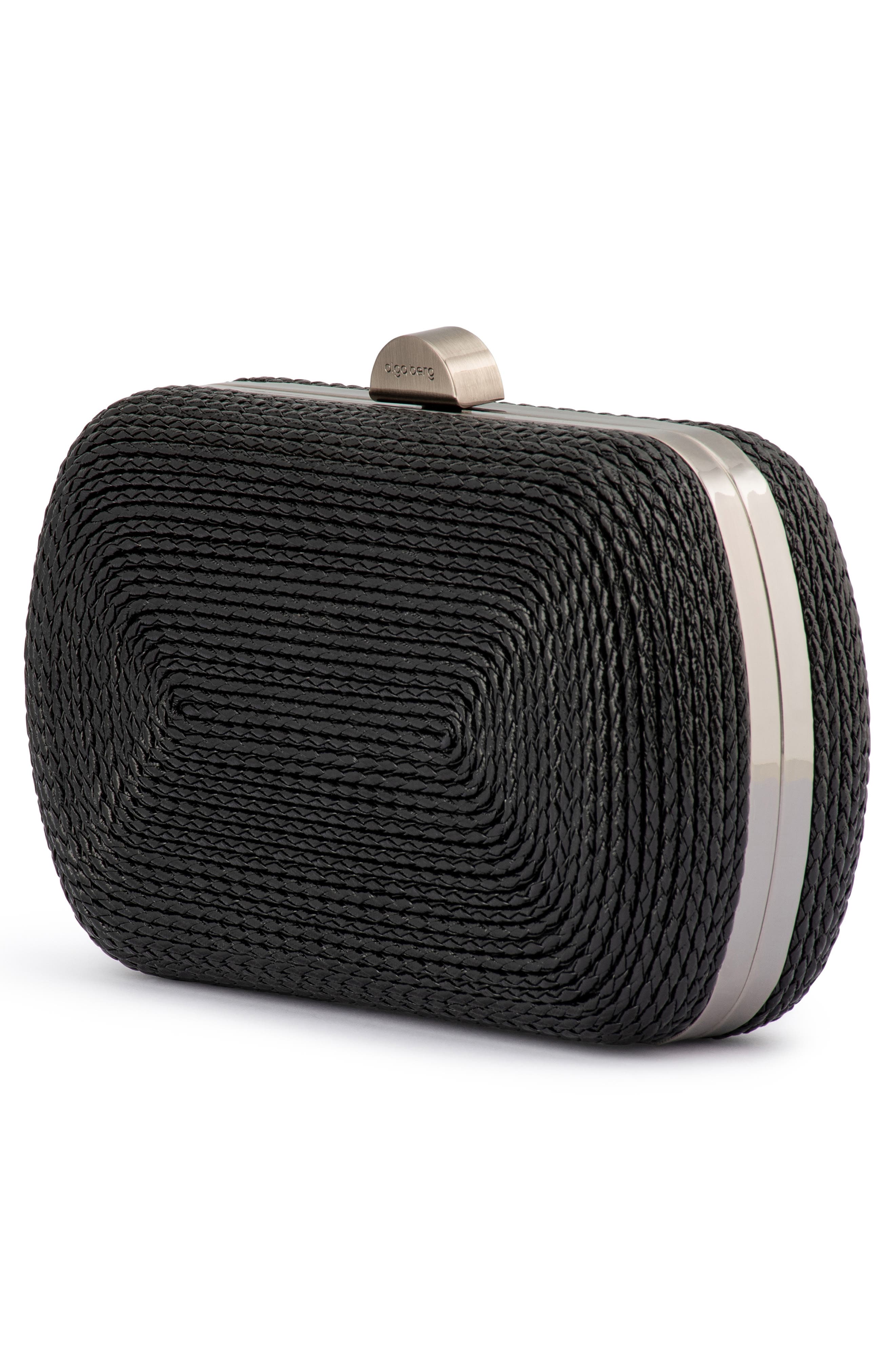 Olga Berg Martina Rope Clutch, Alternate, color, Black