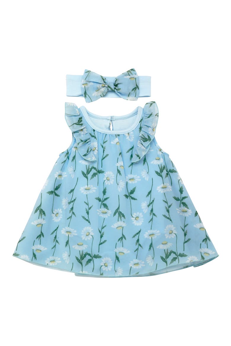 Chiffon Sleeveless Dress & Headband Set, Main, color, BLUE