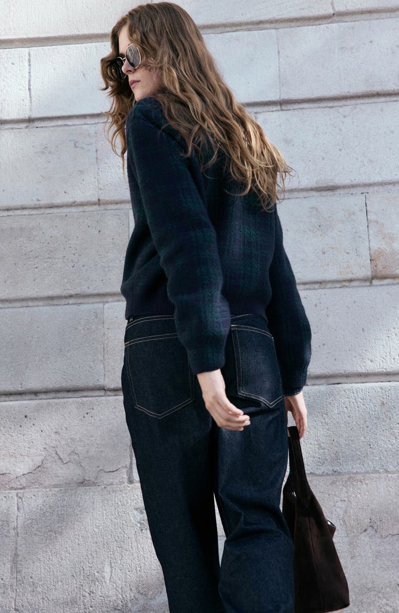 MANGO Asies Glen Plaid Cardigan, Alternate, color, Green/Navy