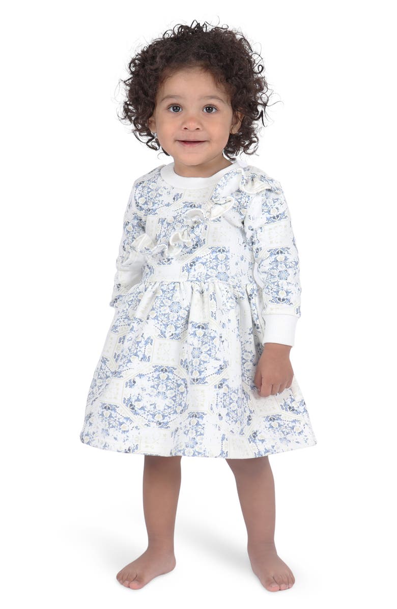 TINY TRIBE Ornate Ruffle Long Sleeve Dress, Alternate, color, 