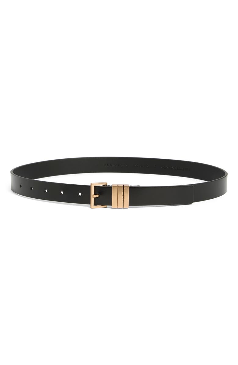 AllSaints Triple Keeper Leather Belt, Main, color, Black