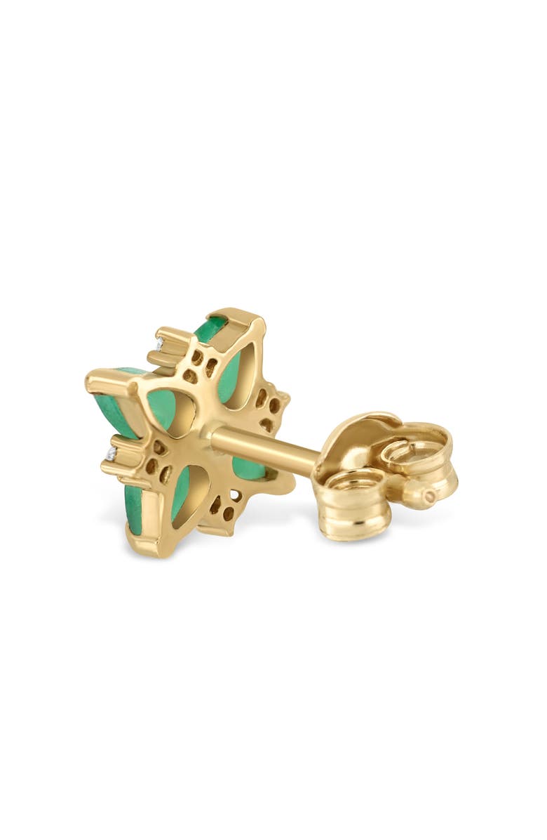 Bony Levy El Mar Emerald & Diamond Flower Stud Earrings, Alternate, color, 18K Yellow Gold